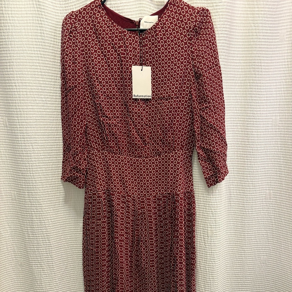 Reformation Sabra Dress Dark Red NWT